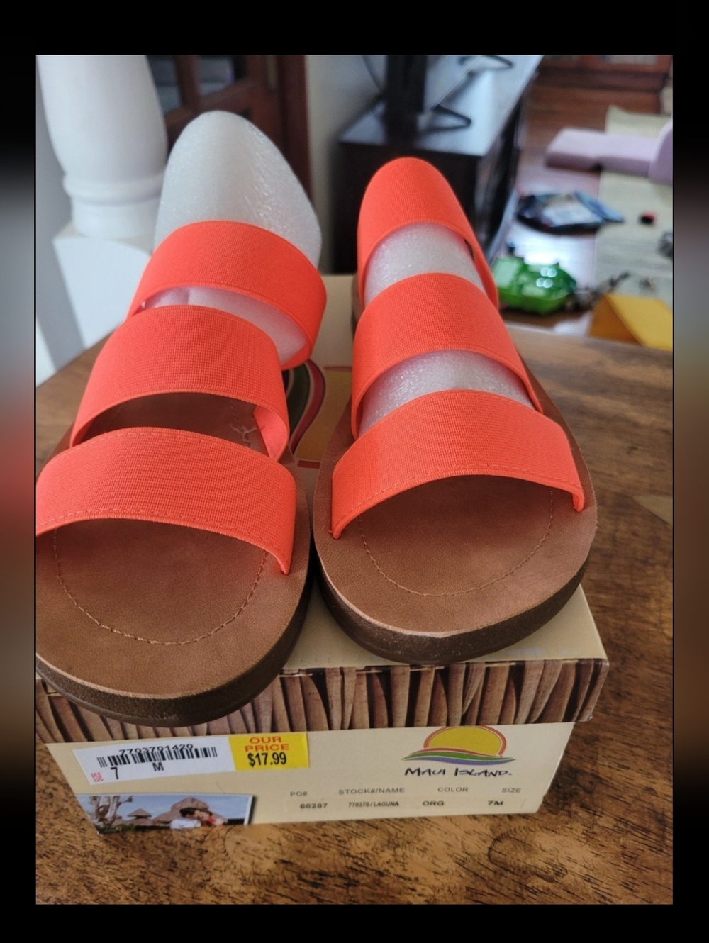Maui Island Women's Orange Triple-Strap Sandals
